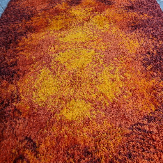 Image 1 of 1970s Vintage Rug Space Age Orange Rug
