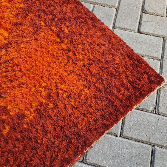 Image 1 of 1970s Vintage Rug Space Age Orange Rug
