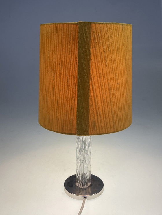 Image 1 of Kaiser Leuchten Table Lamp, Ice Glass Base, 1970'S