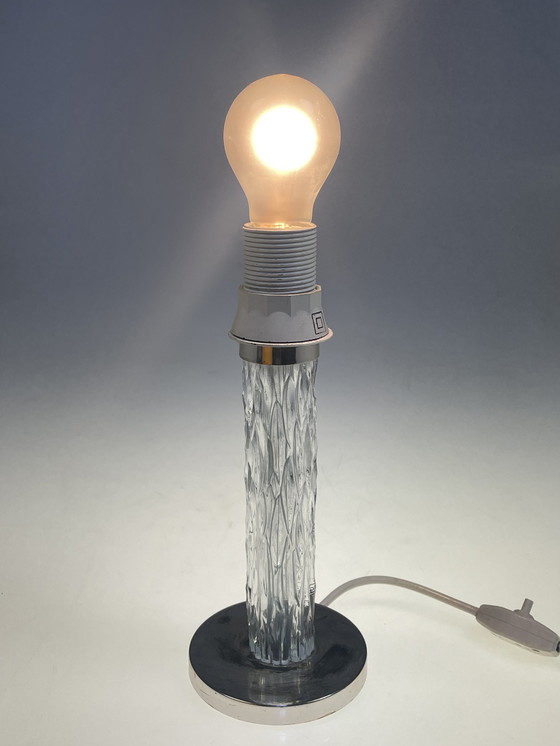 Image 1 of Kaiser Leuchten Table Lamp, Ice Glass Base, 1970'S