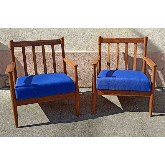 Image 1 of Pair of Scandinavian vintage armchairs in solid teak, 1950-1960