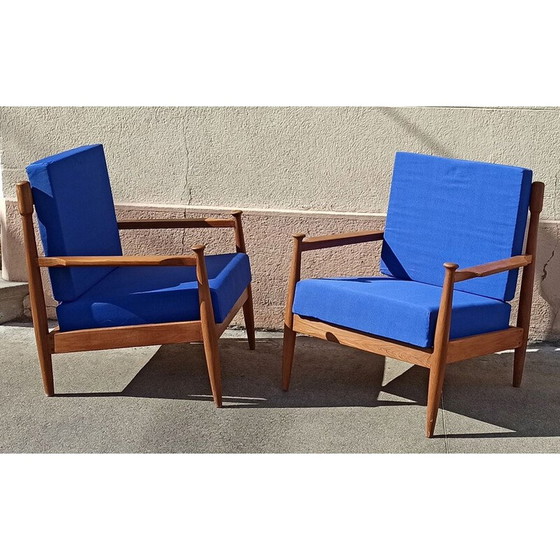 Image 1 of Pair of Scandinavian vintage armchairs in solid teak, 1950-1960