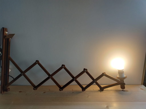 Vintage Teak Scissor Lamp 1960s