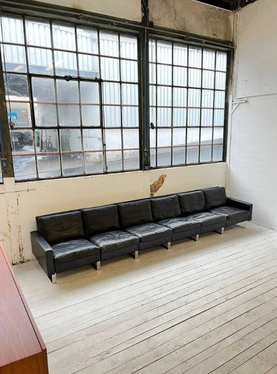 Image 1 of F.W. Möller large 6-seater leather sofa