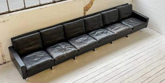 Image 1 of F.W. Möller large 6-seater leather sofa