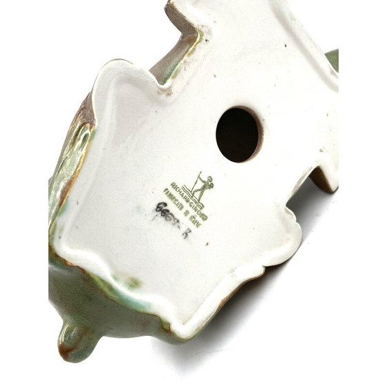 Image 1 of Vintage sculpted figure "crouching deer" in cerbiatto green by Giovanni Gariboldi, Italy 1940