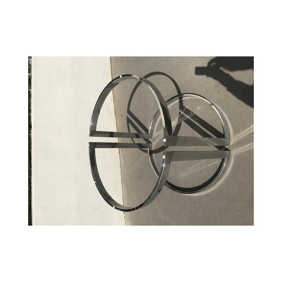 Image 1 of Round vintage table in glass and chrome steel by Vittorio Introini for Saporiti, Italy 1970