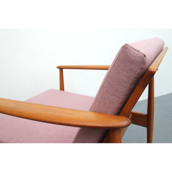 Image 1 of Poltrona vintage scandinava rosa in faggio - anni '60
