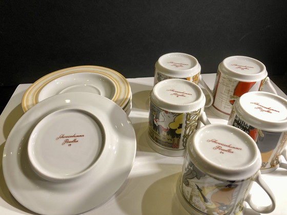 Image 1 of 5x Art Deco Style Cups And Saucers