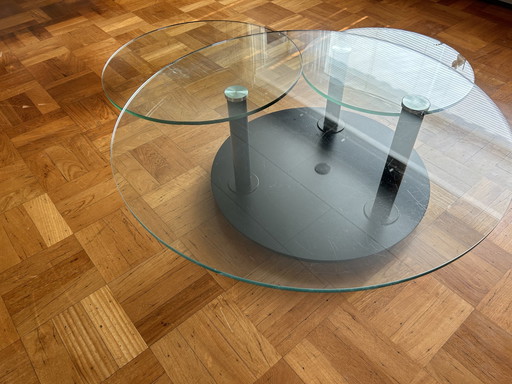 Vintage Coffee Table With 3 Glass Swivel Tops