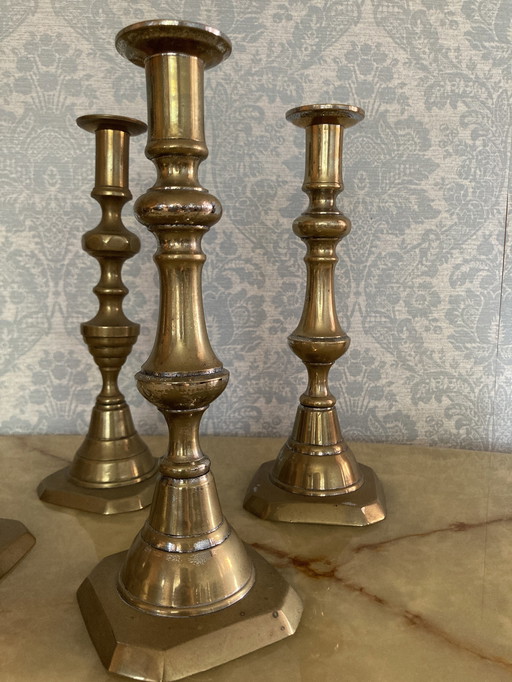 Set Of 4 Candlesticks, 2 Different Types