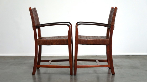 Image 1 of 2 x Schuitema designer shaker chair with braided leather seat and backrest