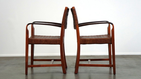 Image 1 of 2 x Schuitema designer shaker chair with braided leather seat and backrest