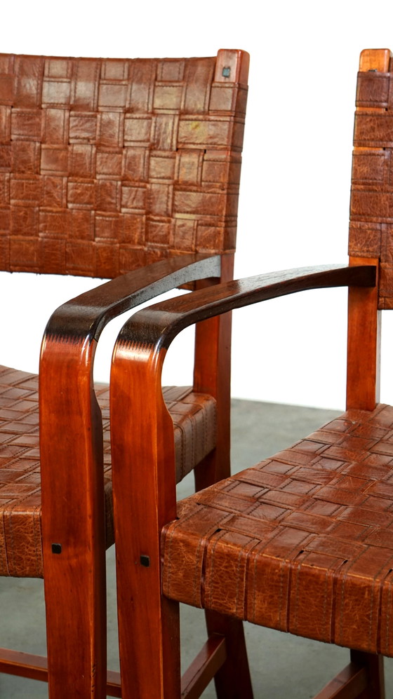 Image 1 of 2 x Schuitema designer shaker chair with braided leather seat and backrest