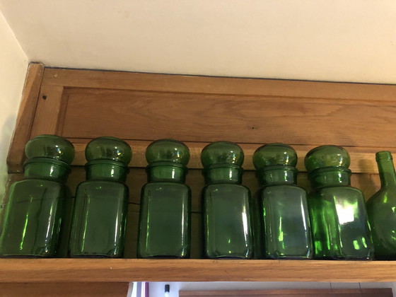 Image 1 of 17 Retro Green Glass Objects.