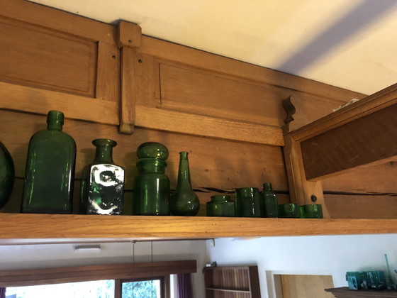 Image 1 of 17 Retro Green Glass Objects.