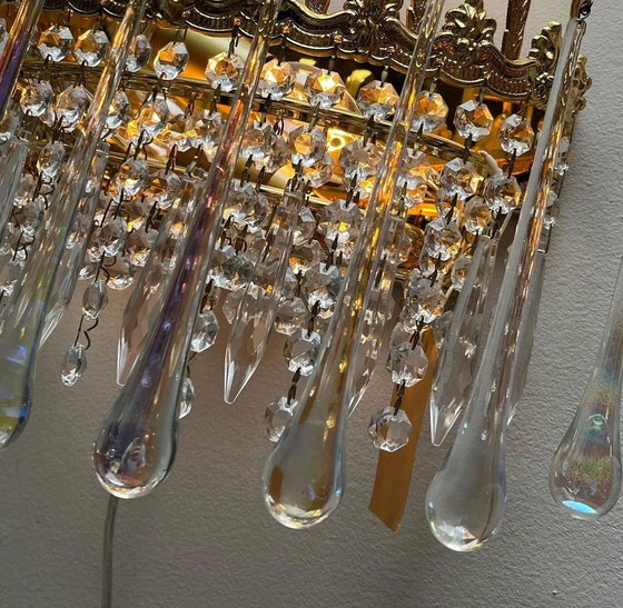 Image 1 of 2 pcs opaline teardrop wall lights crystal vintage pendants