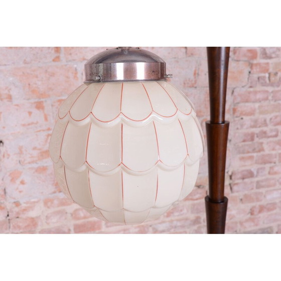 Image 1 of Vintage Art Deco floor lamp in beech and chrome, Czechoslovakia 1920