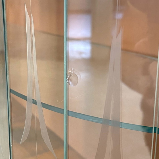 Image 1 of Art Deco Display Case With Engraved Glass