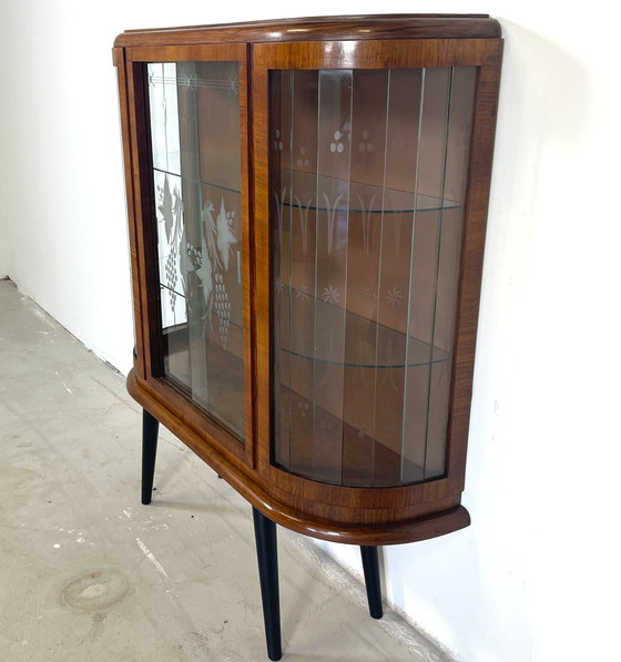 Image 1 of Art Deco Display Case With Engraved Glass