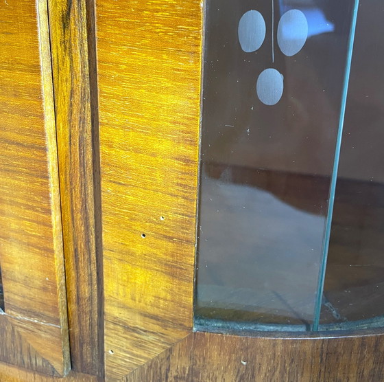 Image 1 of Art Deco Display Case With Engraved Glass