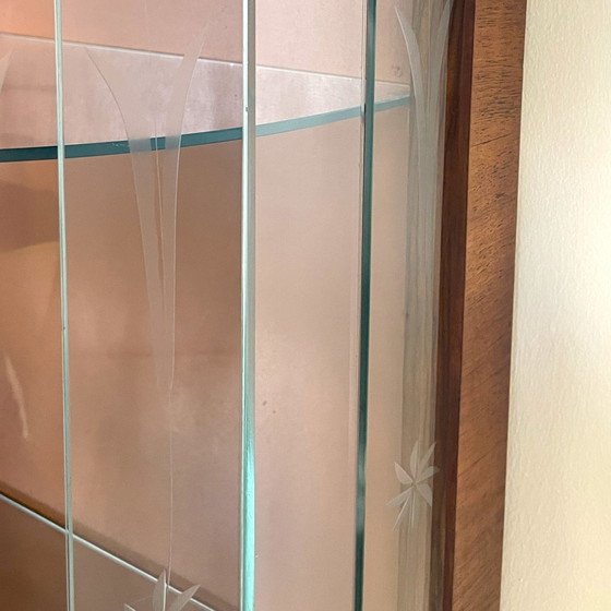 Image 1 of Art Deco Display Case With Engraved Glass