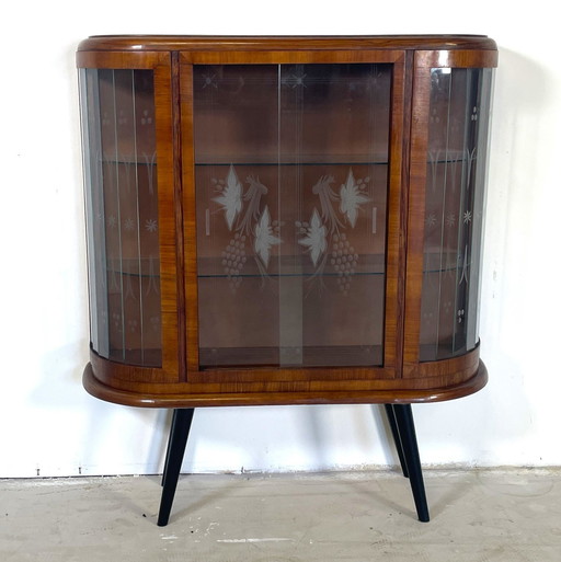 Art Deco Display Case With Engraved Glass