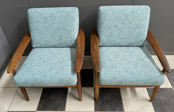 Image 1 of set of 2 teak easy arm chairs 1960s