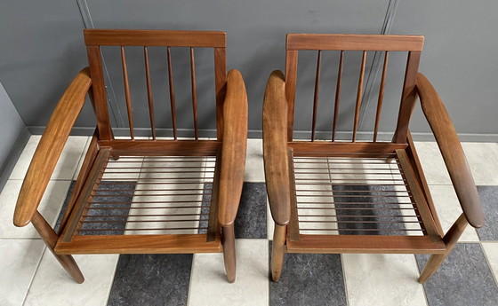 Image 1 of set of 2 teak easy arm chairs 1960s