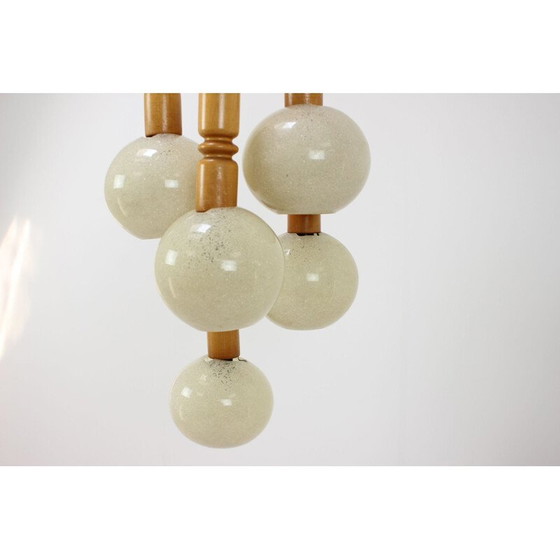 Image 1 of Lampadario vintage orientabile in legno e plastica di Pokrok Žilina, Cecoslovacchia 1970