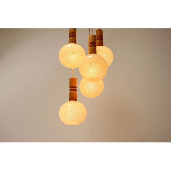 Image 1 of Lampadario vintage orientabile in legno e plastica di Pokrok Žilina, Cecoslovacchia 1970