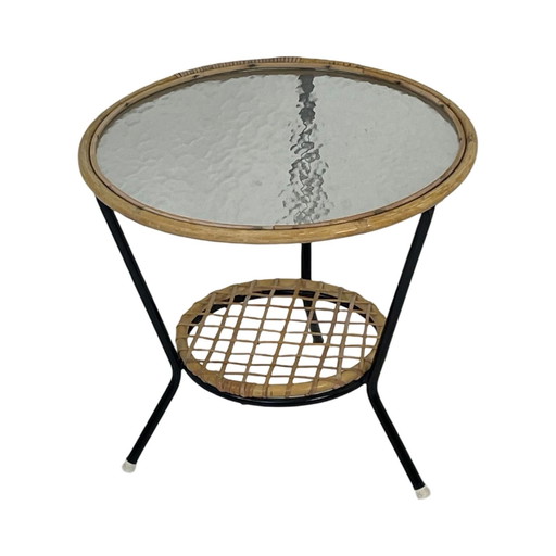 Rohe Noordwolde - Side Table With Rattan / Wicker And Glass Top