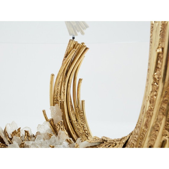 Image 1 of Vintage dining table in brass and rock crystals by Isabelle Faure for Maison Honoré, 1970