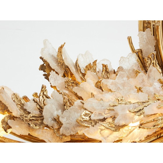 Image 1 of Vintage dining table in brass and rock crystals by Isabelle Faure for Maison Honoré, 1970