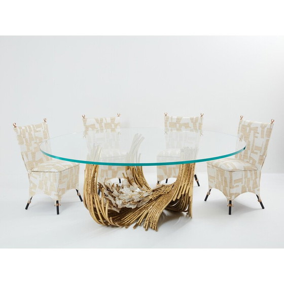 Image 1 of Vintage dining table in brass and rock crystals by Isabelle Faure for Maison Honoré, 1970