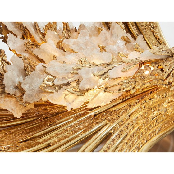 Image 1 of Vintage dining table in brass and rock crystals by Isabelle Faure for Maison Honoré, 1970