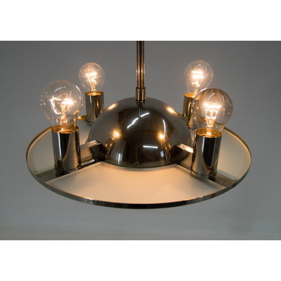 Image 1 of Lampadario vintage in vetro e vetro opalino, anni '20