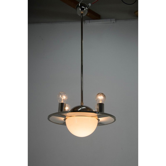 Image 1 of Lampadario vintage in vetro e vetro opalino, anni '20