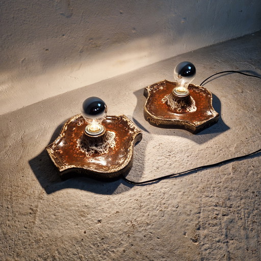 2 Unique Vintage Ceramic Wall Or Table Lamps