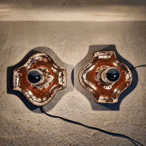 2 Unique Vintage Ceramic Wall Or Table Lamps