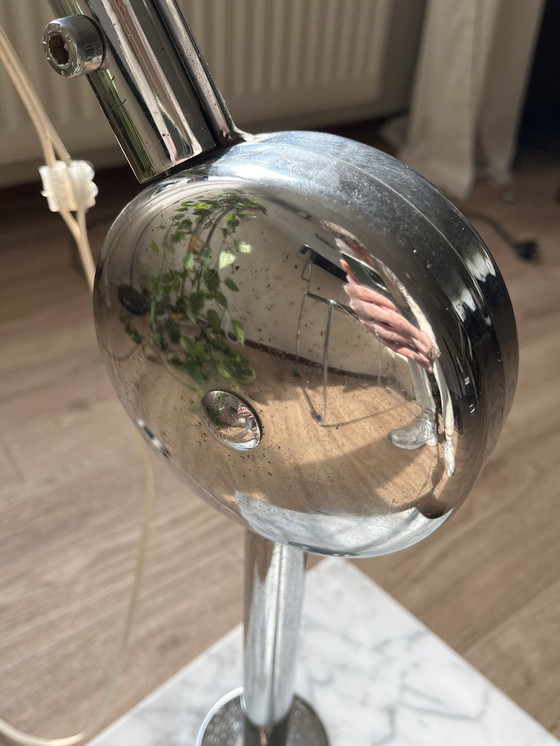 Image 1 of Arc lamp of chrome on marble base