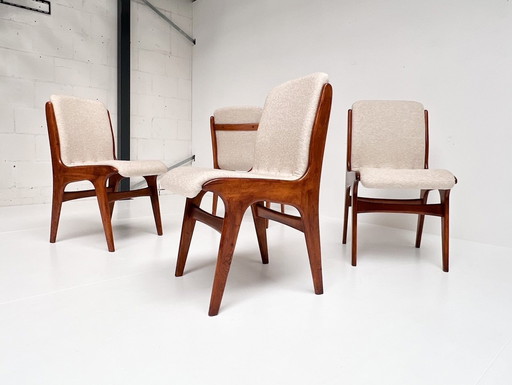 Set Of 4 Reupholstered Mahjongg Chairs, 1950'S