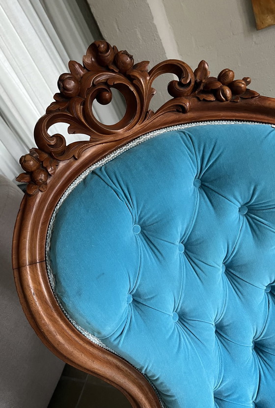 Image 1 of Antique French 3-Seater Walnut Sofa In Rococo Style, Completely Renovated.