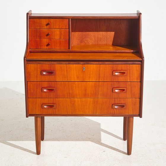 Image 1 of Vintage Danish teak six-drawer secretary