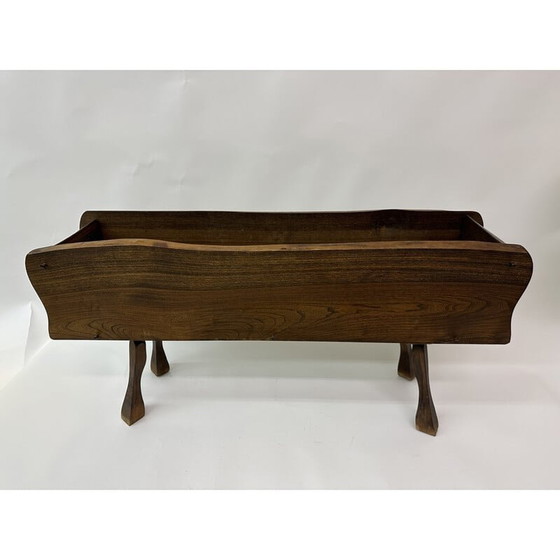 Image 1 of Brutalist vintage solid wood planter, 1970s