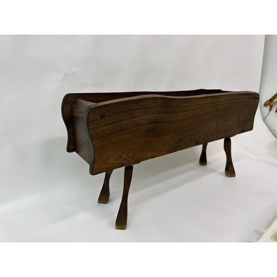 Image 1 of Brutalist vintage solid wood planter, 1970s