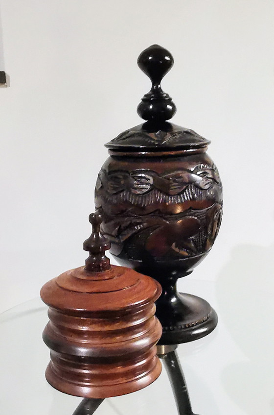 Image 1 of Wooden, Hand-Turned Pot With Beautiful Workmanship.