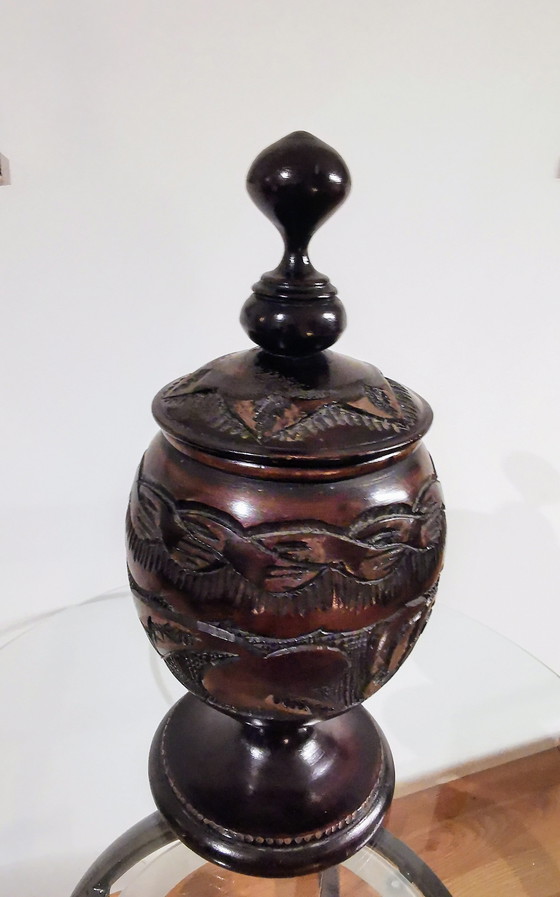 Image 1 of Wooden, Hand-Turned Pot With Beautiful Workmanship.