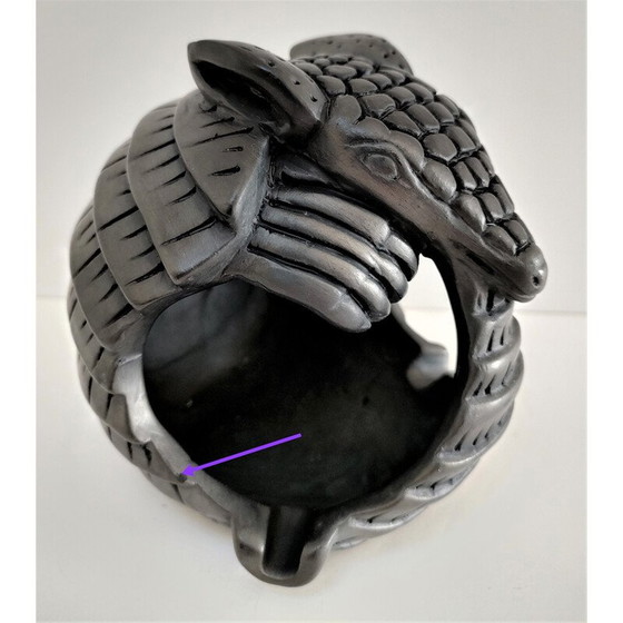 Image 1 of Vintage black ceramic zoomorph armadillo ashtray