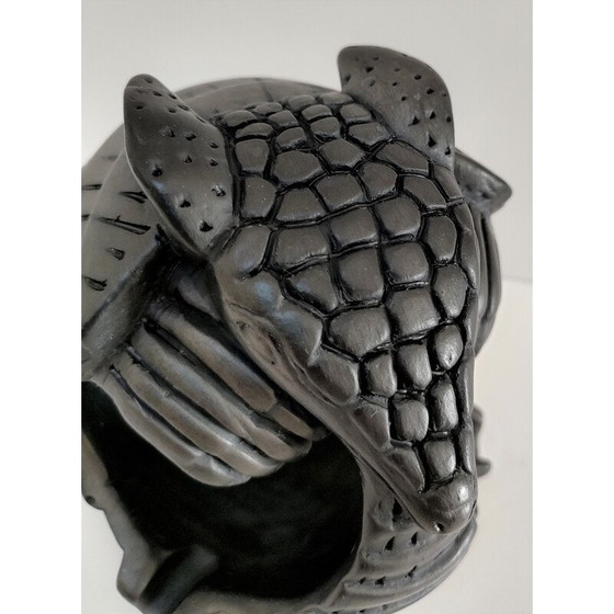 Image 1 of Vintage black ceramic zoomorph armadillo ashtray